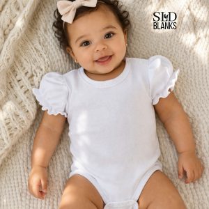 white cotton infant girls blank bodysuits for embroidery