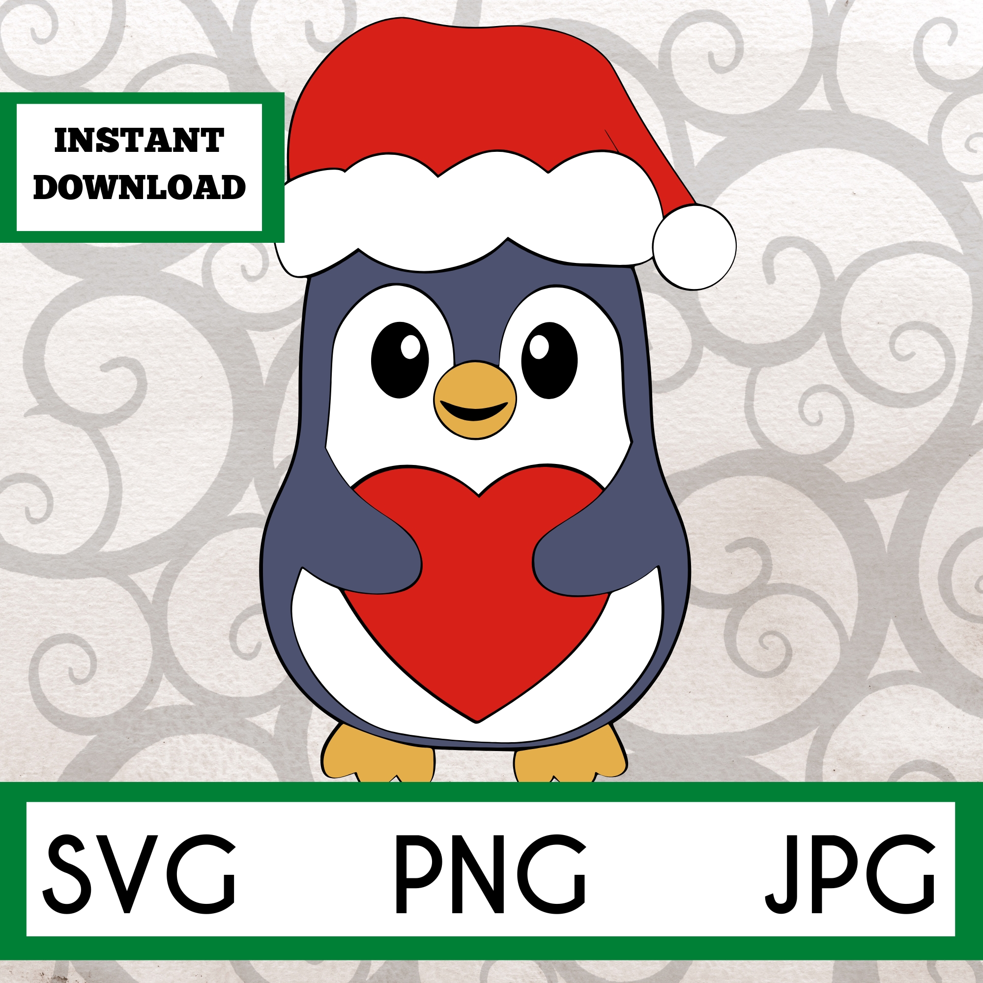 Holiday Penguin Instant Download