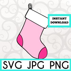 Pink Holiday Stocking Instant Download